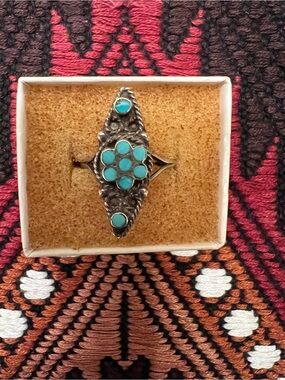 Turquoise Zuni Silver Ring - Women Jewelry